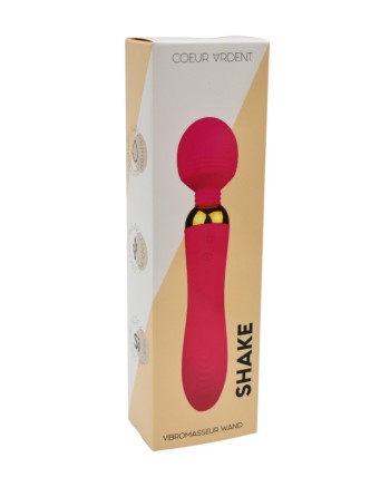 SHAKE Rose, Vibromasseur Wand USB en silicone médical avec 2 puissants moteurs indépendants - BQ107PNK