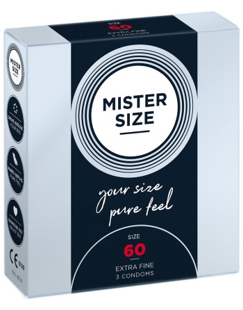 Boite de 3 préservatifs latex avec réservoir, 7 tailles disponibles Mister Size - MS03