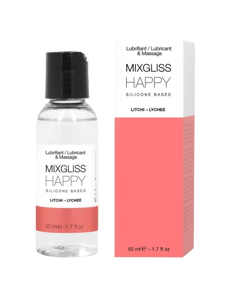 2 en 1 Lubrifiant et huile de massage silicone Mixgliss Happy Litchi 50 ML - MG2535