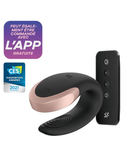 Vibromasseur connecté pour couple avec télécommande Double Love noir Satisfyer - CC597722