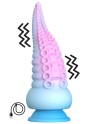 Gode ventouse tentacule Kraken vibrant 18 cm rose et bleu USB - WS-NV100