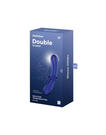 Gode en verre borosilicaté massif bleu Double Crystal Satisfyer - CC597828