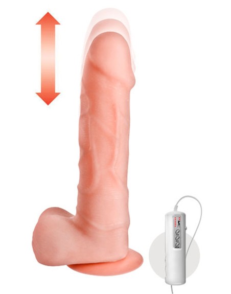 Vibromasseur gode réaliste ventouse et testicules 21 cm va-et-vient avec télécommande - CC514108