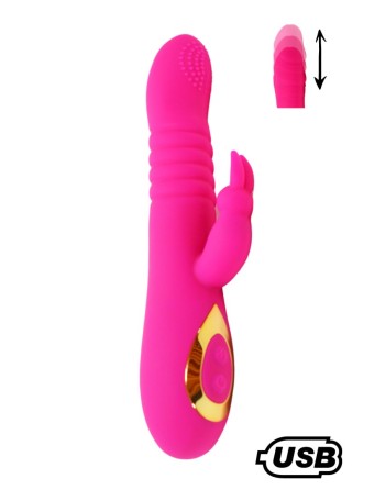 TWIST 2 Rose, Vibromasseur Rabbit va-et-vient USB en silicone médical, doté de 18 modes de stimulation - BQ587PNK