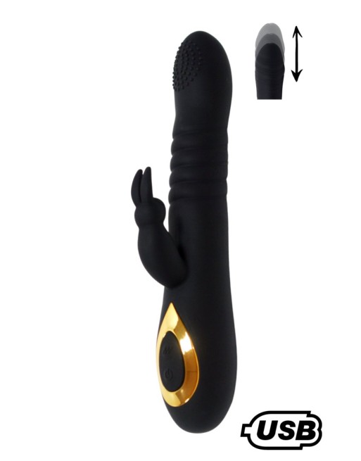 TWIST 2 Noir, Vibromasseur Rabbit va-et-vient USB en silicone médical, doté de 18 modes de stimulation - BQ587BLK