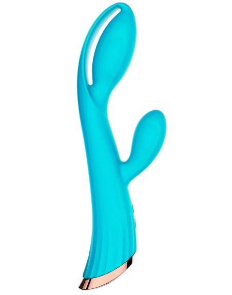 Vibromasseur bleu avec stimulateur de clitoris LRIS USB - LRISBLUE