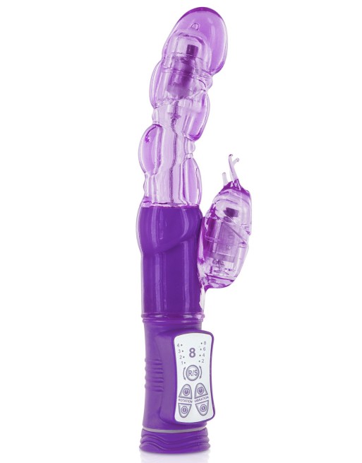 Vibromasseur rabbit violet tête rotative USB - CC5702020201