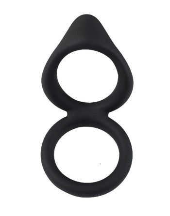 Double cockring noir en silicone - WS-NV508B