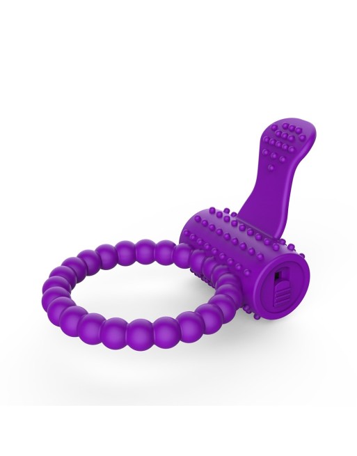 Anneau violet vibrant silicone avec langue picot - COR-018PUR