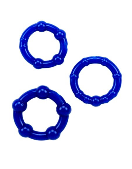 Pack 3 cockring bleus avec billes - CR-COR005BLU