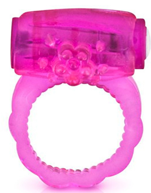 Cockring rose vibrant avec stimulation du clitoris - CC570041