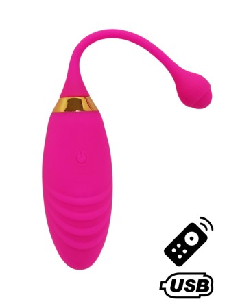 SUNDAY, Un Œuf vibrant USB avec télécommande, dans un silicone médical doux et rainuré - B21PNK