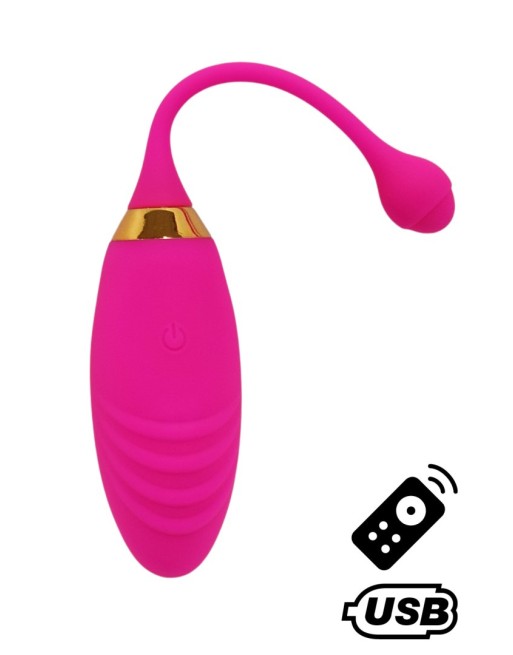 SUNDAY, Un Œuf vibrant USB avec télécommande, dans un silicone médical doux et rainuré - B21PNK