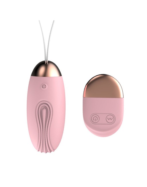 Oeuf vibrant rainuré rose USB avec télécommande - TOD-008PNK