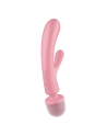 2 en 1 Vibromasseur rabbit et wand rose USB Triple Lover Satisfyer - CC597843