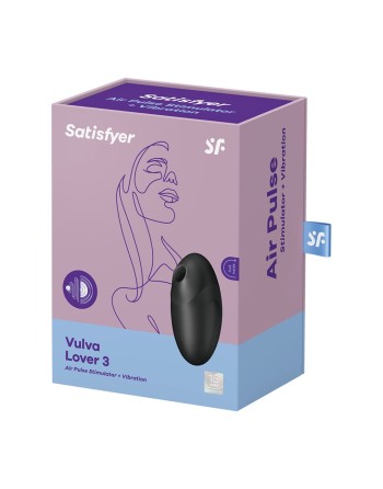 Stimulateur clitoridien par air pulsé et vibration noir USB Vulva Lover 3 Satisfyer - CC597827