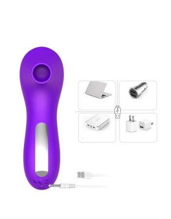 Stimulateur succion de clitoris et tétons USB violet - BOZ-086PUR