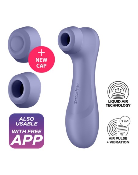 Stimulateur de clitoris 2 embouts Connecté avec technologie Liquid air Pro 2 Generation 3 violet USB Satisfyer - CC597815