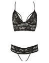 Soutien-gorge en dentelle noire et string ouvert - R2251167