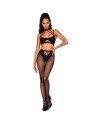 Ensemble de deux pièces avec brassière à lanières et collants.- DG0390BLK