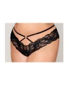 Culotte en dentelle noire, grande taille, avec lanières et chaines dorées - DG1489XBLK