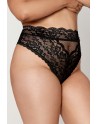 String grande taille dentelle taille haute noir - DG1477XBLK