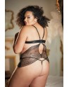 Nuisette dentelle noire grande taille avec string ouvert ROSIE - 17-6002XB