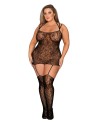 Ensemble sexy en dentelle avec jarretière grande taille - DG0383XBLK