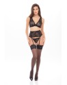 Ensemble 3 pièces noir en dentelle - REN53023-BLK