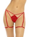 String ouvert rouge avec porte jarretelles réglables - REN1170-RED