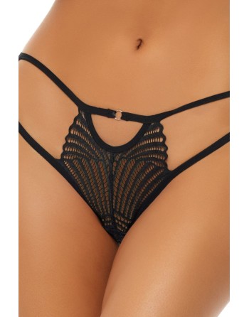 Culotte noire fantaisie ouverte à l'entrejambe - REN1173-BLK