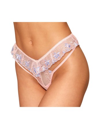 String avec broderie florale rose avec taille en forme de « V » - DG1495ROS