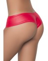 Tanga rouge wetlook froncé sur les fesses - MAL3025WRD