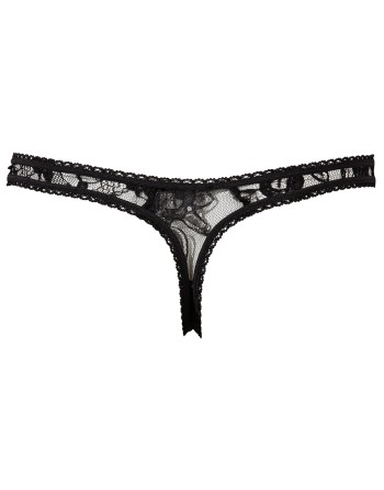 String ouvert à l'entre-jambe en dentelle noire - R2320002