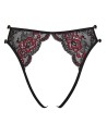 Culotte ouverte en fine dentelle florale rouge et noire - R23221451101