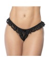 Culotte ouverte noire avec froufrou en dentelle - MAL119BLK