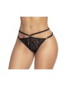 Culotte noire ouverte en dentelle - MAL117BLK