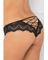 Tanga noir dentelle ajouré sur les fesses ornements croisés - REN1145-BLK