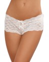 Shorty blanc de dentelle ouvert et ajouré sur les fesses forme coeur - DG1442WHT