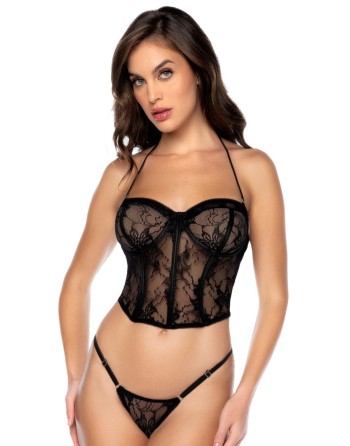 Bustier et string en dentelle noire - MAL8879BLK