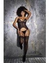 Bustier avec porte-jarretelles et string noir - MAL8802BLK