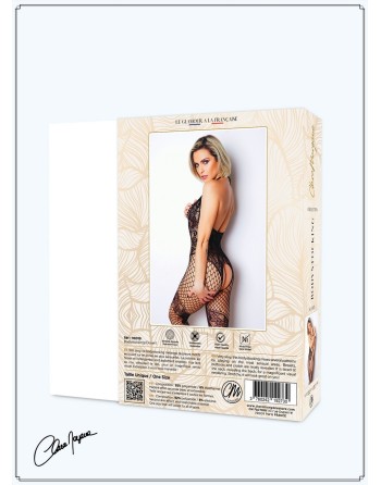 Bodystocking noir avec laçage croisé sur la poitrine - Le Numéro 18 - Collection Bodystocking - CM99018