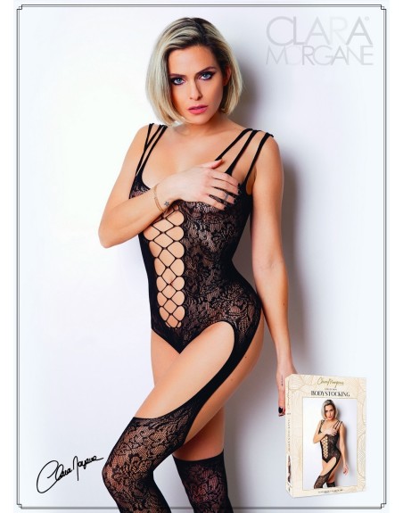 Bodystocking dentelle floral et triple bretelles - Le Numéro 9 - Collection Bodystocking - CM99009