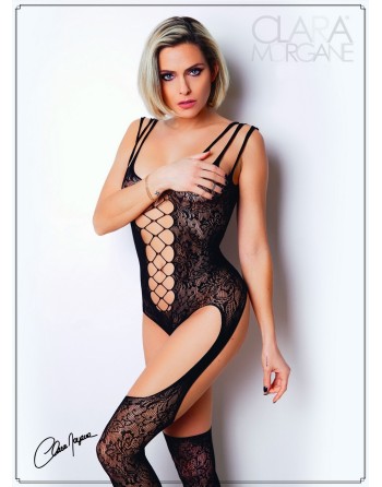 Bodystocking dentelle floral et triple bretelles - Le Numéro 9 - Collection Bodystocking - CM99009