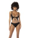 Body Flora noir et chair, avec une fine résille transparente, bretelles ajustables - MAL2746NUKB