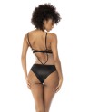 Body Flora noir et chair, avec une fine résille transparente, bretelles ajustables - MAL2746NUKB