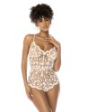 Body blanc transparent Celina avec dentelle brodée florale, bretelles ajustables - MAL7543STWT