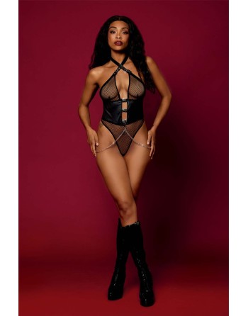 Body string résille noire et chaines - DG13292BLK