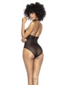 Body noir en résille et tissu effet mouillé - MAL2734BLK