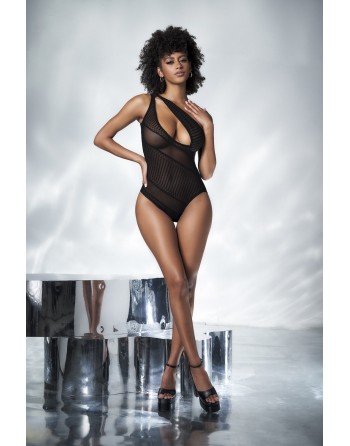 Body sexy noir asymétrique - MAL8789BLK